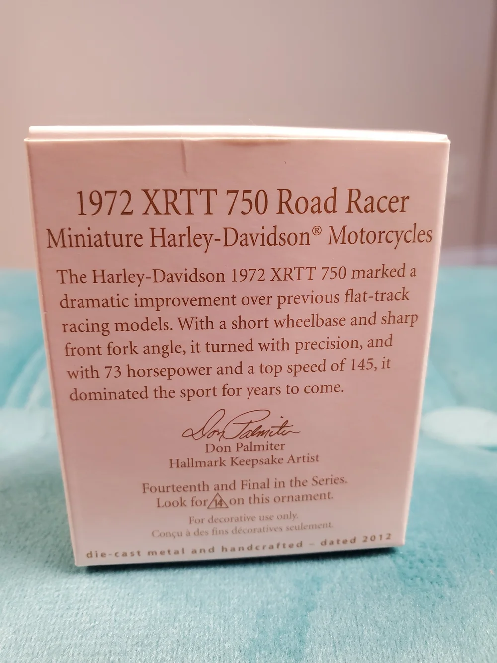 Hallmark Keepsake 2012 Miniature Harley Davidson 1972 XRTT 750 Road Racer